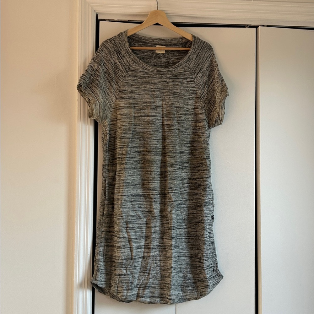 MeUndies Hacci Shift Tee Shirt Dress Sz M Short Sleeves Pockets Heathered Gray